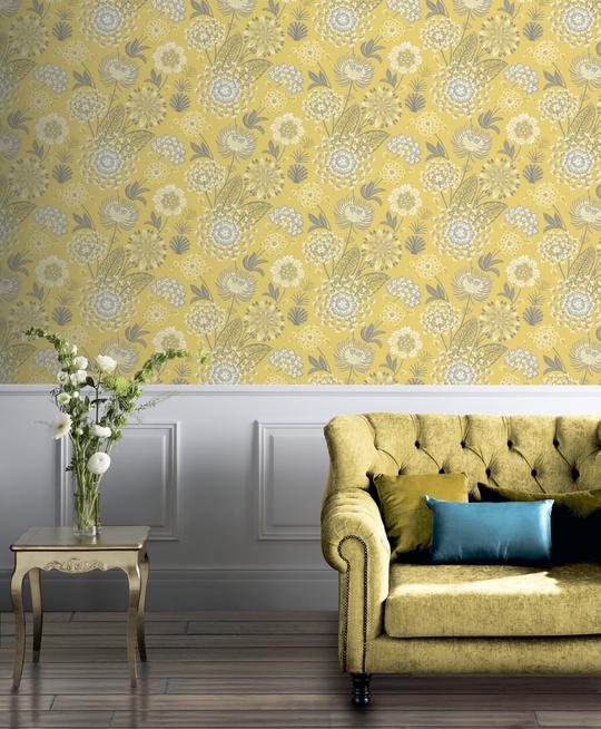 Vintage Bloom Mustard Yellow 676206 by Arthouse