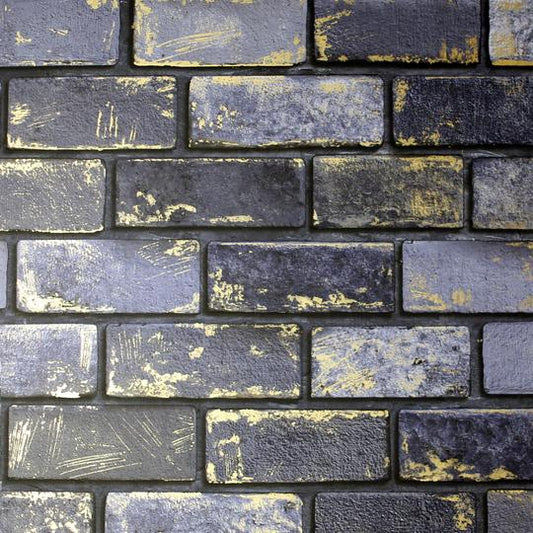 Metallic Brick Navy/Gold 692200 by Arthouse