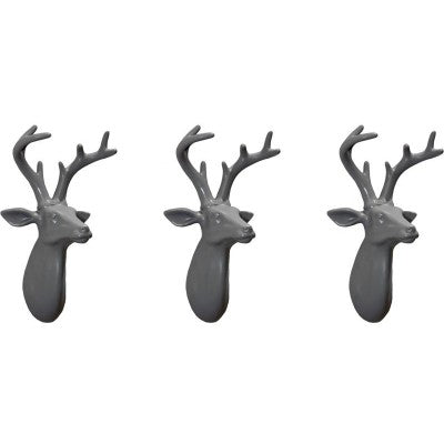 Set of 3 Mini Stags Heads Light Grey by Arthouse