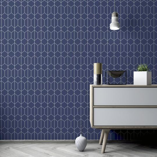 Linear Geo Navy 909702 by Arthouse