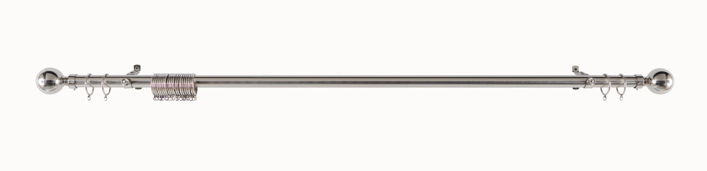 Extendable Curtain Pole 130-250cm Brushed Silver