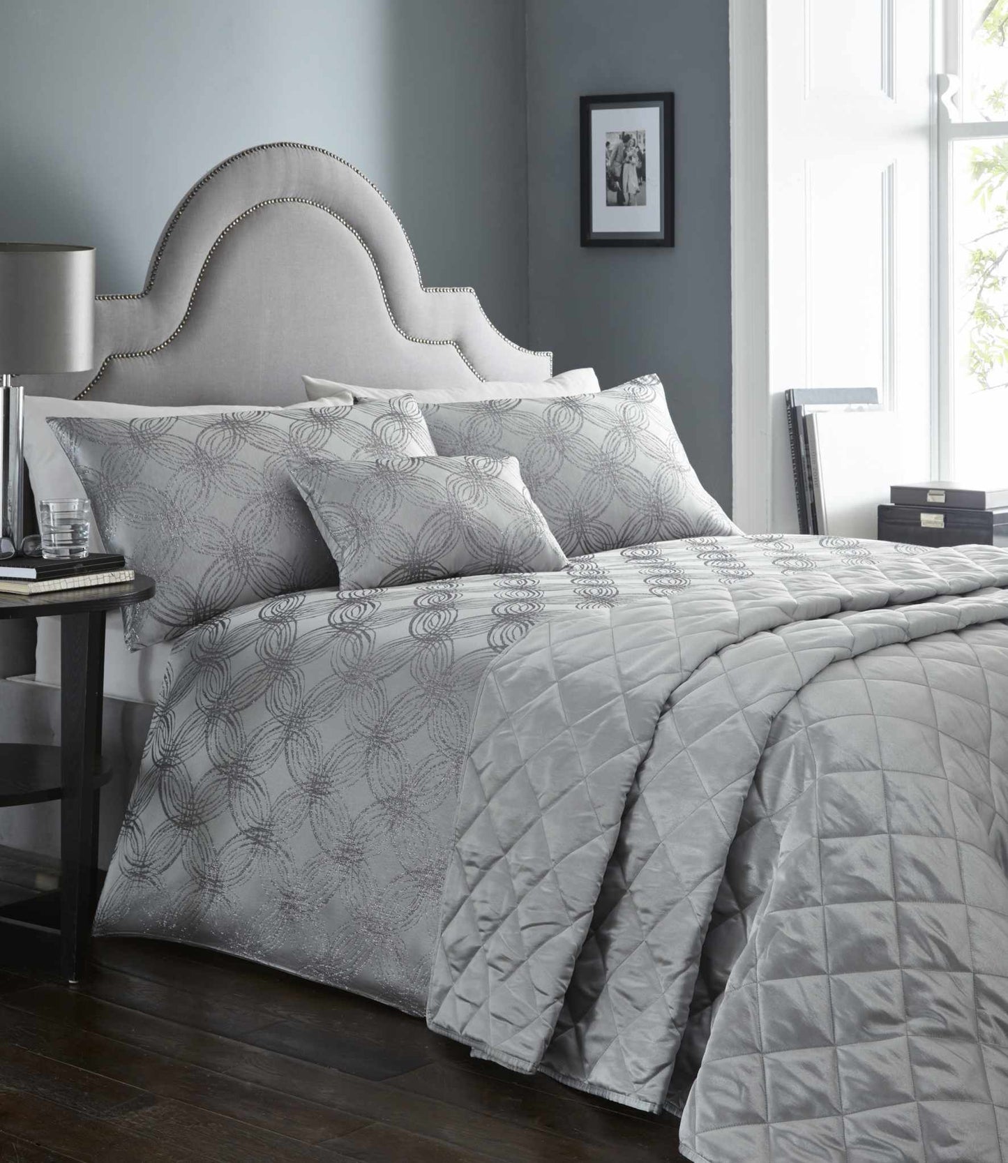 Luna Pewter Luxury Woven Jacquard Duvet Cover Set by Portfolio Home