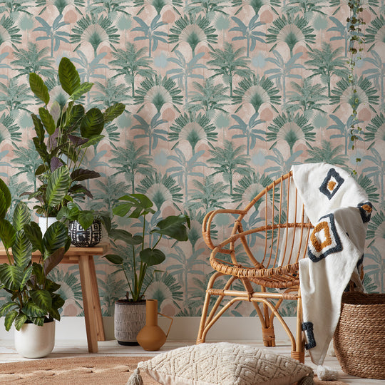 Malaysian Palm Blush Green MALPALM/WP1/BGRE by Furn.