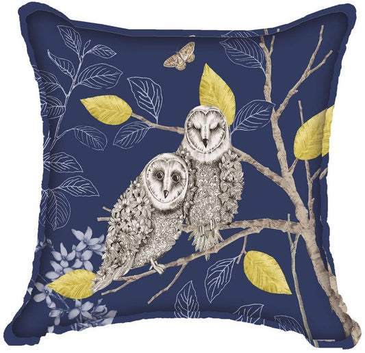 Night Owl Blue Cushion by Arthouse