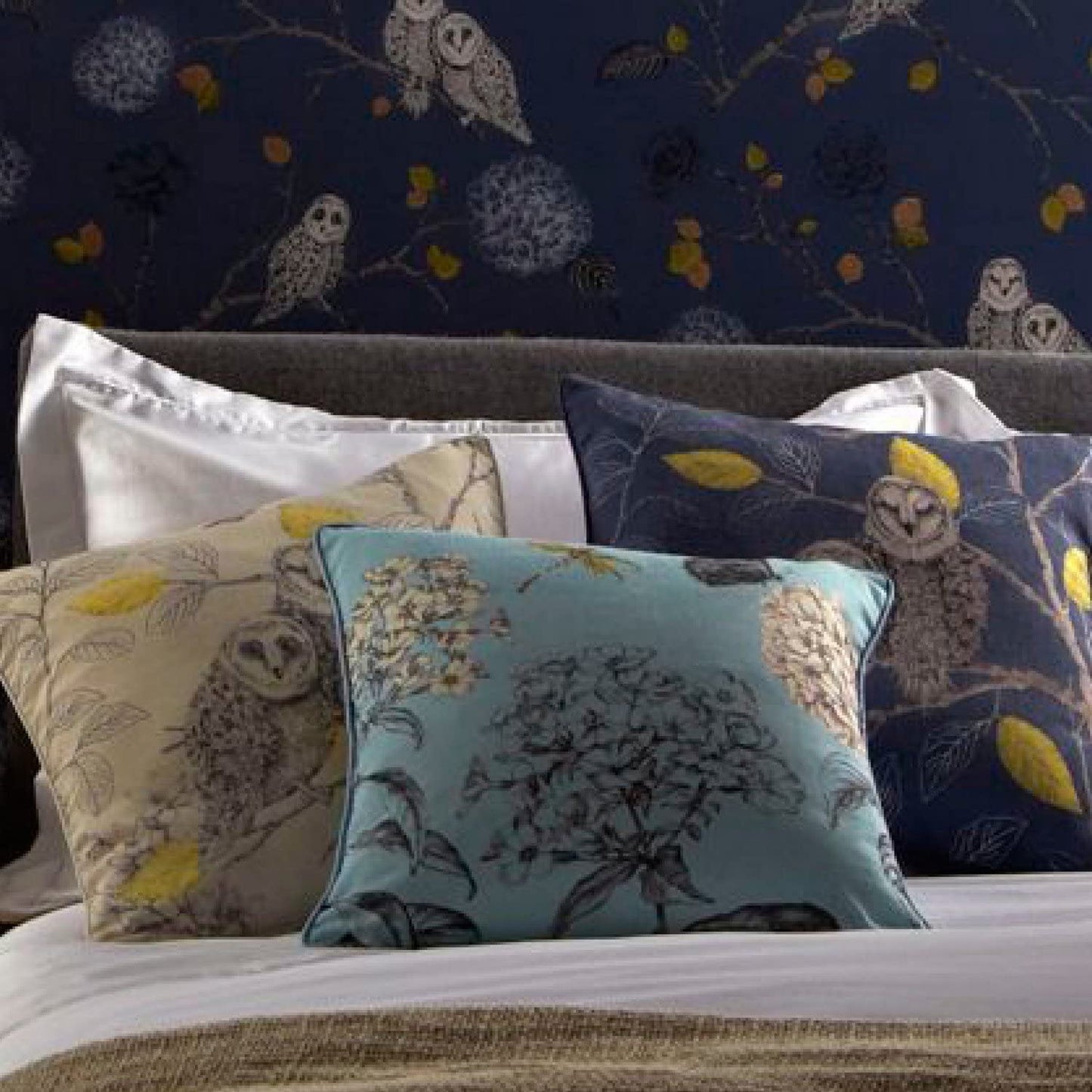Night Owl Blue Cushion by Arthouse