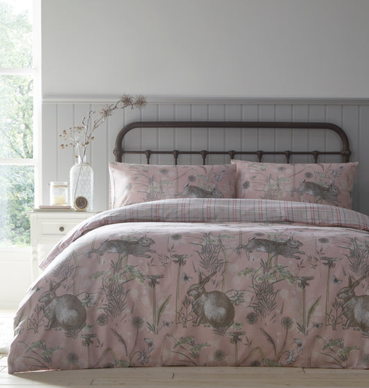 Rabbit Meadow Blush Pink Duvet Cover Set by Portfolio Home