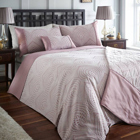 Tandie Mauve Luxury Woven Jacquard Duvet Cover Set by Portfolio Home