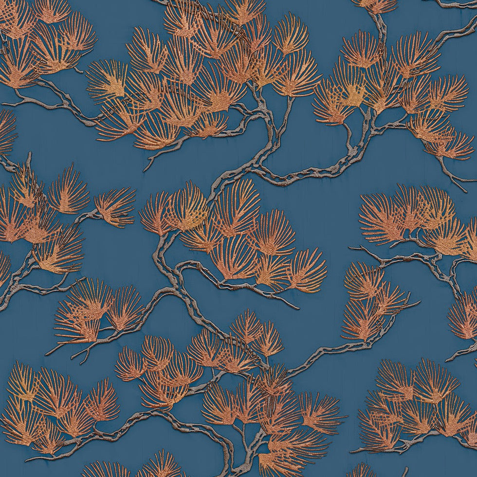 Fabric Pine Tree Blue WF121017 by Design ID