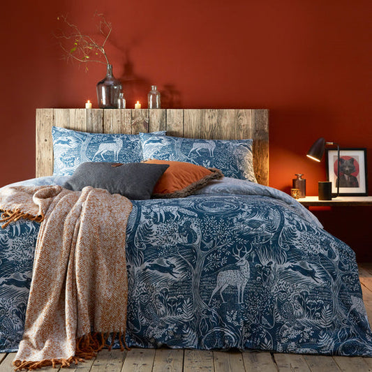 Winter Woods Animal Midnight Duvet Cover Set by Furn.