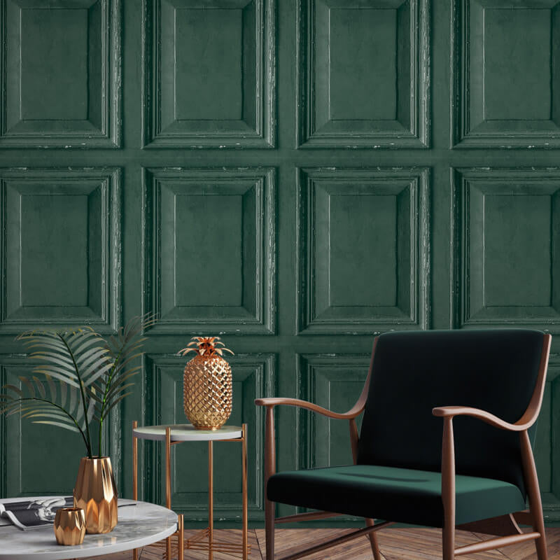 Wood Panels Green A49204 by Grandeco