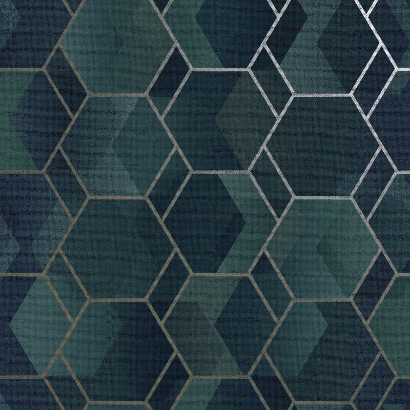 Ask Geo Teal/Gilver 13001 by Holden Decor