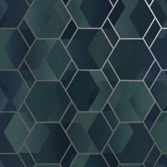 Ask Geo Teal/Gilver 13001 by Holden Decor