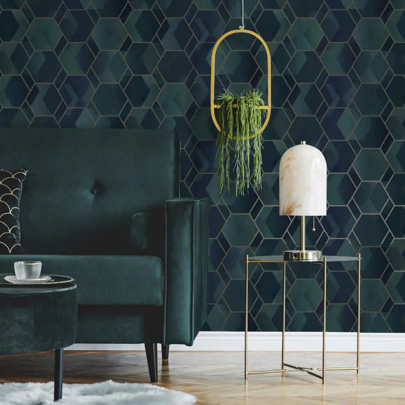 Ask Geo Teal/Gilver 13001 by Holden Decor
